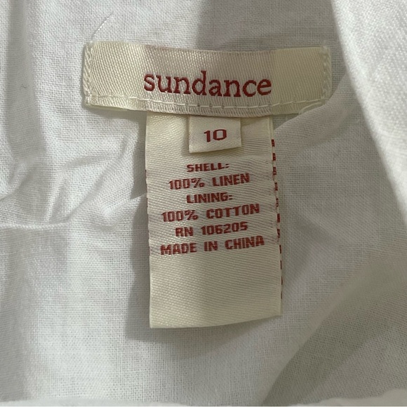 Sundance Clover Blossom Creamy White Linen Sleeveless Lined Dress 10 - Picture 6 of 7
